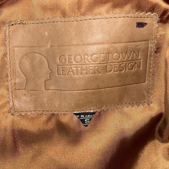 Vintage Georgetown Leather Tan Leather 80s Pleated Dolman Puff Sleeve Jacket - S - Picture 14 of 16